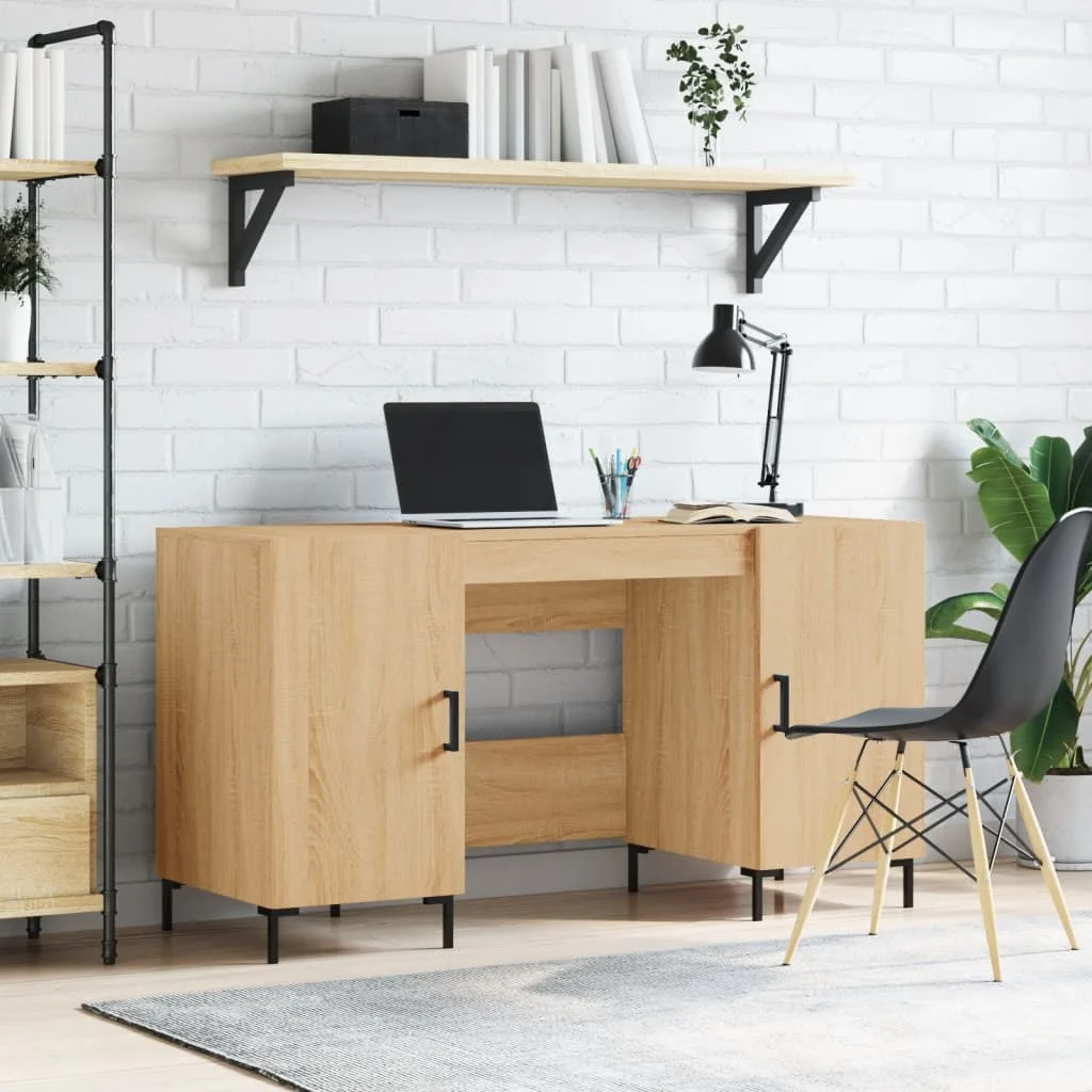 Bureau 140 x 50 x 75 cm chêne sonoma bois d'ingénierie – modèle 6 – vue d’ensemble