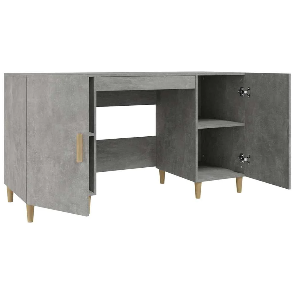 Bureau 140 x 50 x 75 cm gris béton bois d'ingénierie – vue de dessus