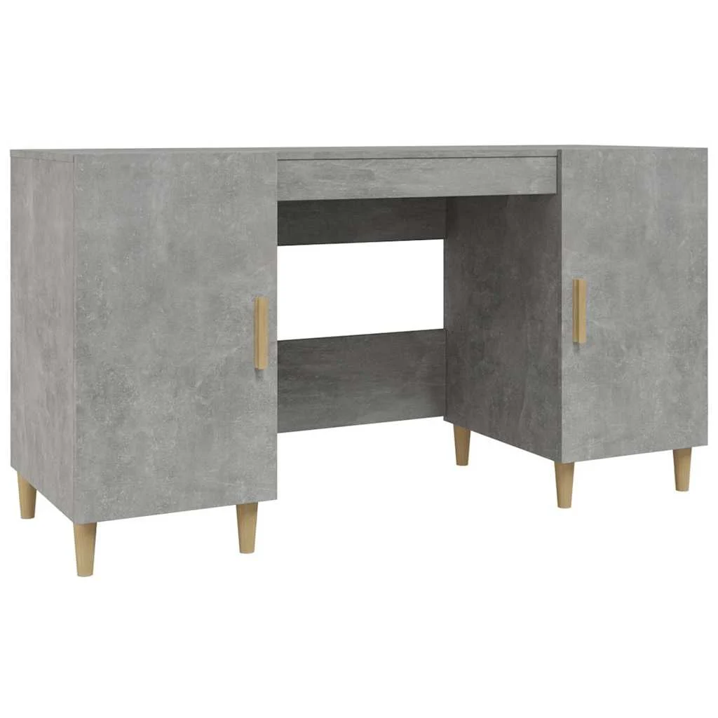 Bureau 140 x 50 x 75 cm gris béton bois d'ingénierie – vue de côté