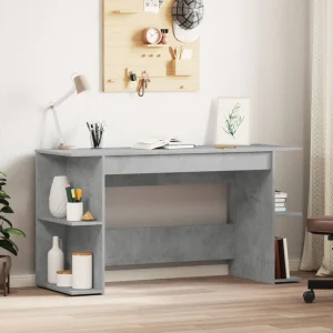 Bureau 140 x 50 x 75 cm gris béton bois d'ingénierie – modèle 10 – vue d’ensemble