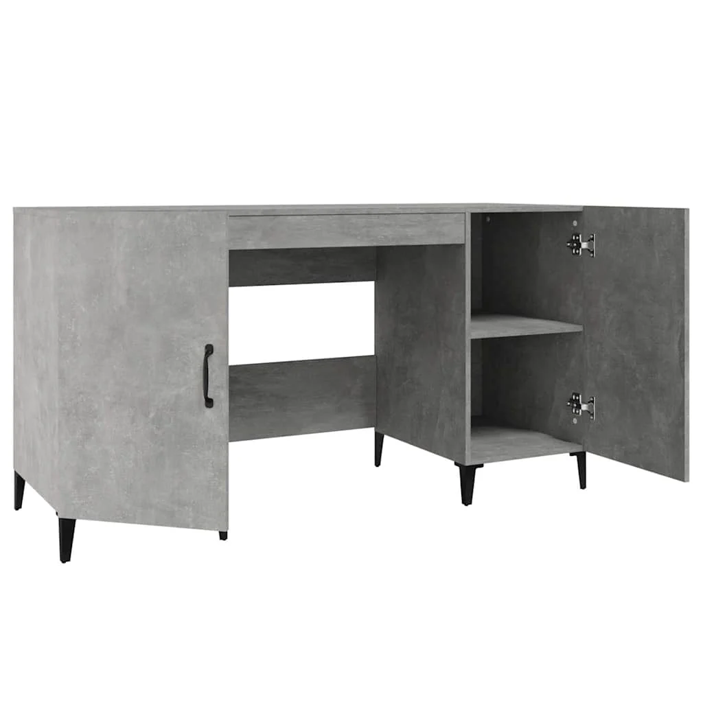 Bureau 140 x 50 x 75 cm gris béton bois d'ingénierie – modèle 2 – vue de dessus
