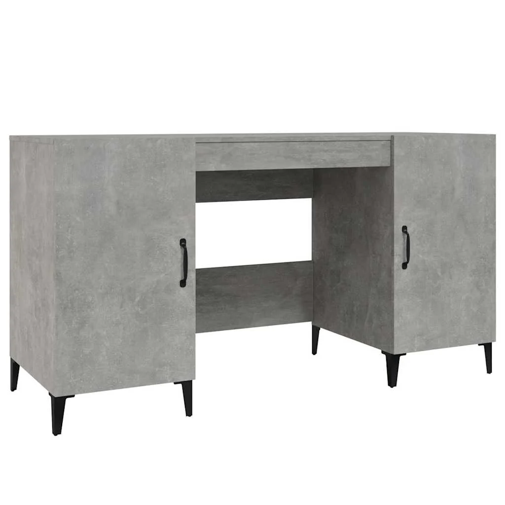 Bureau 140 x 50 x 75 cm gris béton bois d'ingénierie – modèle 2 – vue de côté