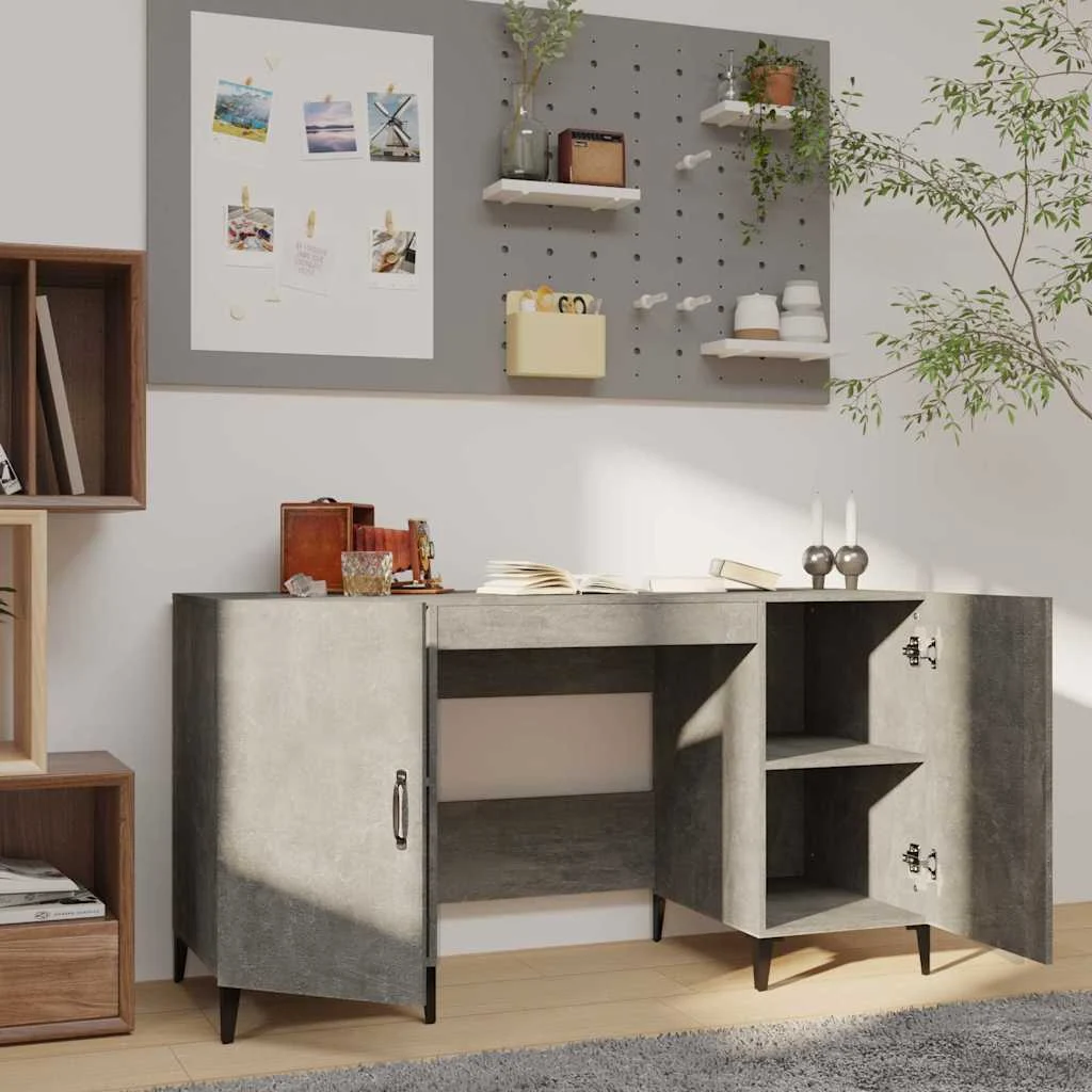 Bureau 140 x 50 x 75 cm gris béton bois d'ingénierie – modèle 2 – vue de détail