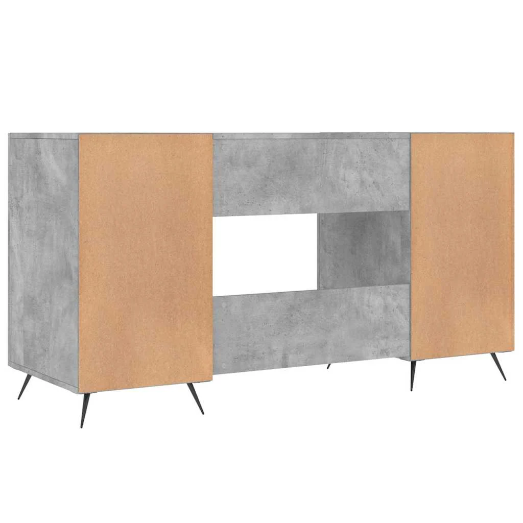 Bureau 140 x 50 x 75 cm gris béton bois d'ingénierie – modèle 3 – vue de dessus
