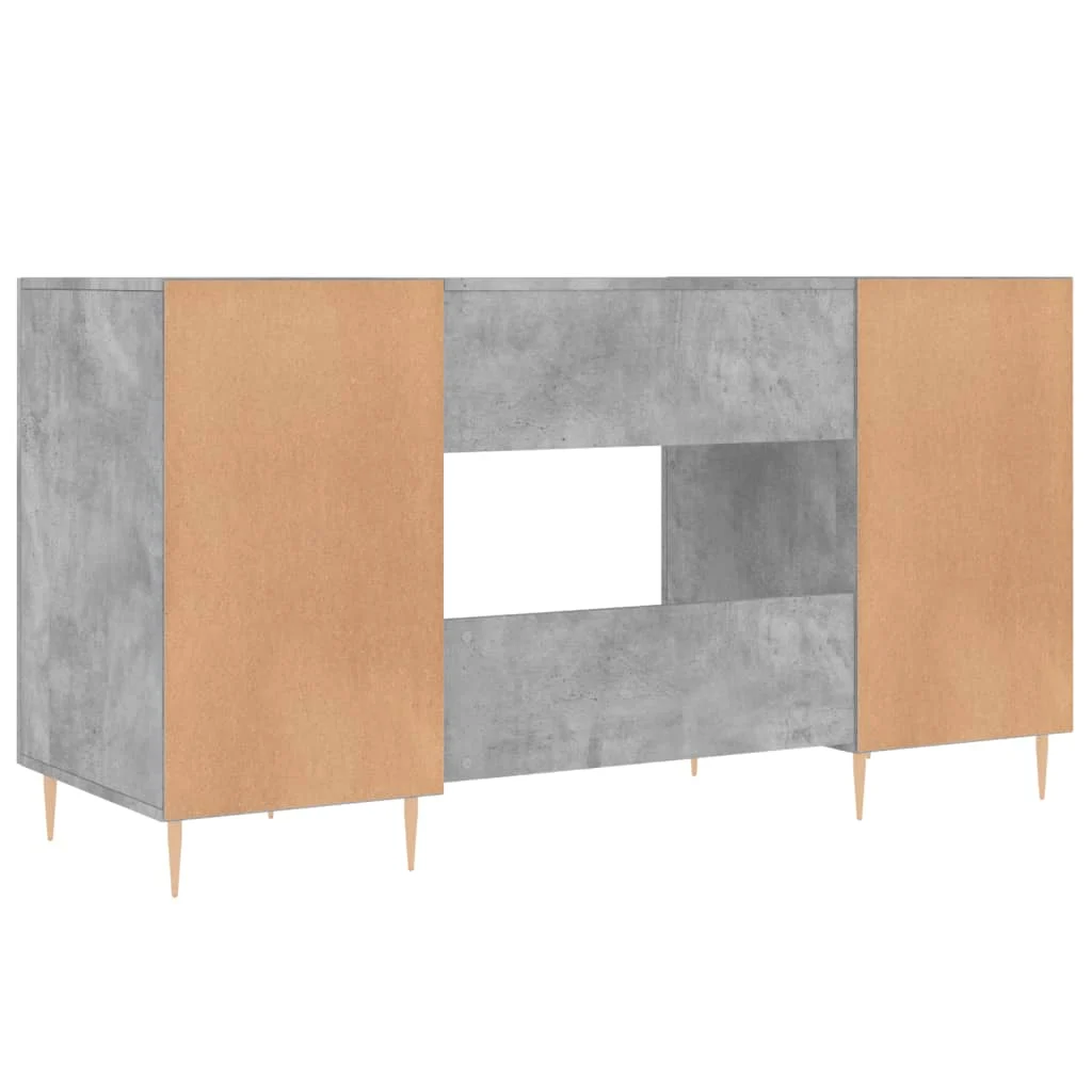 Bureau 140 x 50 x 75 cm gris béton bois d'ingénierie – modèle 5 – vue de dos