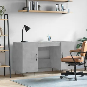 Bureau 140 x 50 x 75 cm gris béton bois d'ingénierie – modèle 6 – vue d’ensemble
