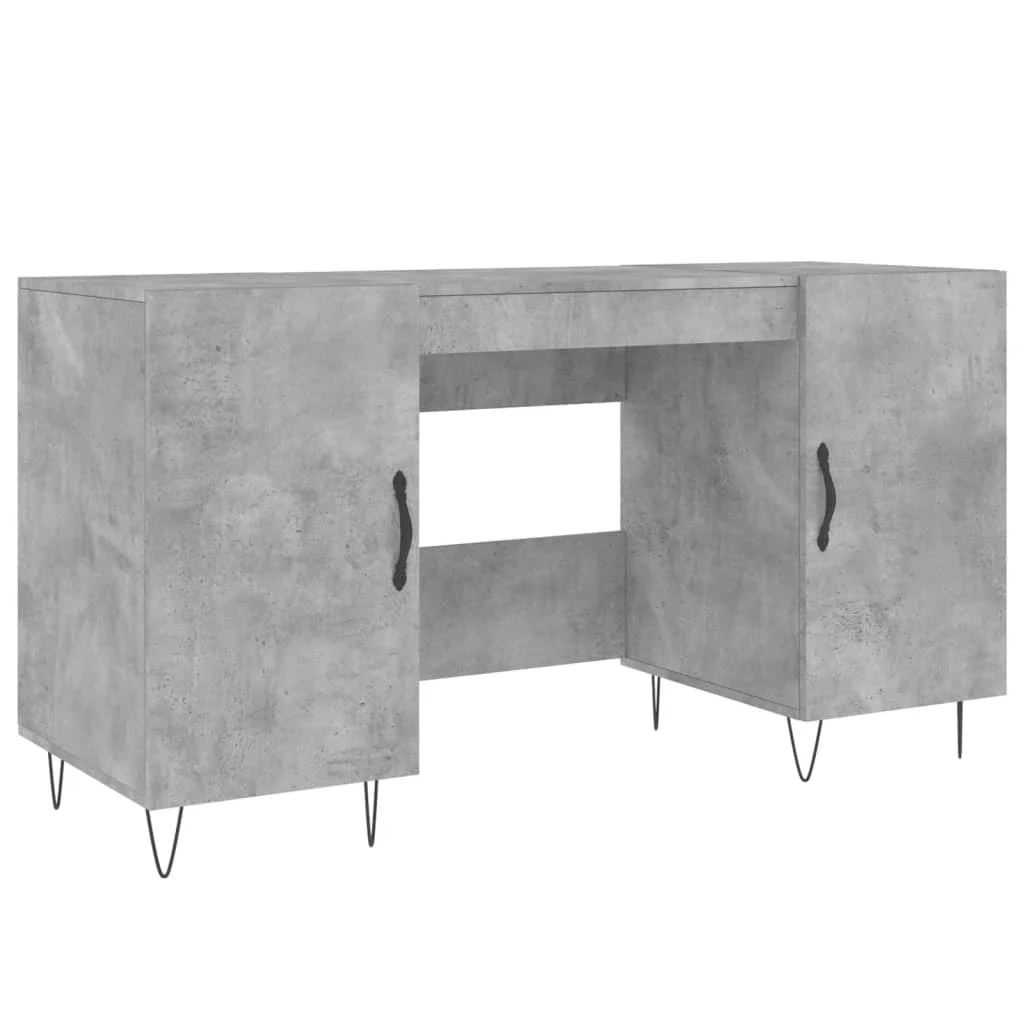 Bureau 140 x 50 x 75 cm gris béton bois d'ingénierie – modèle 6 – vue de côté