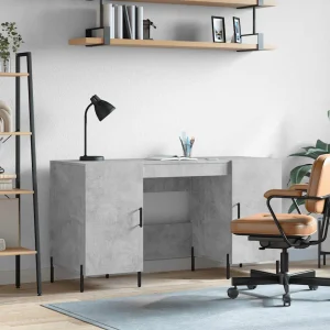 Bureau 140 x 50 x 75 cm gris béton bois d'ingénierie – modèle 7 – vue d’ensemble