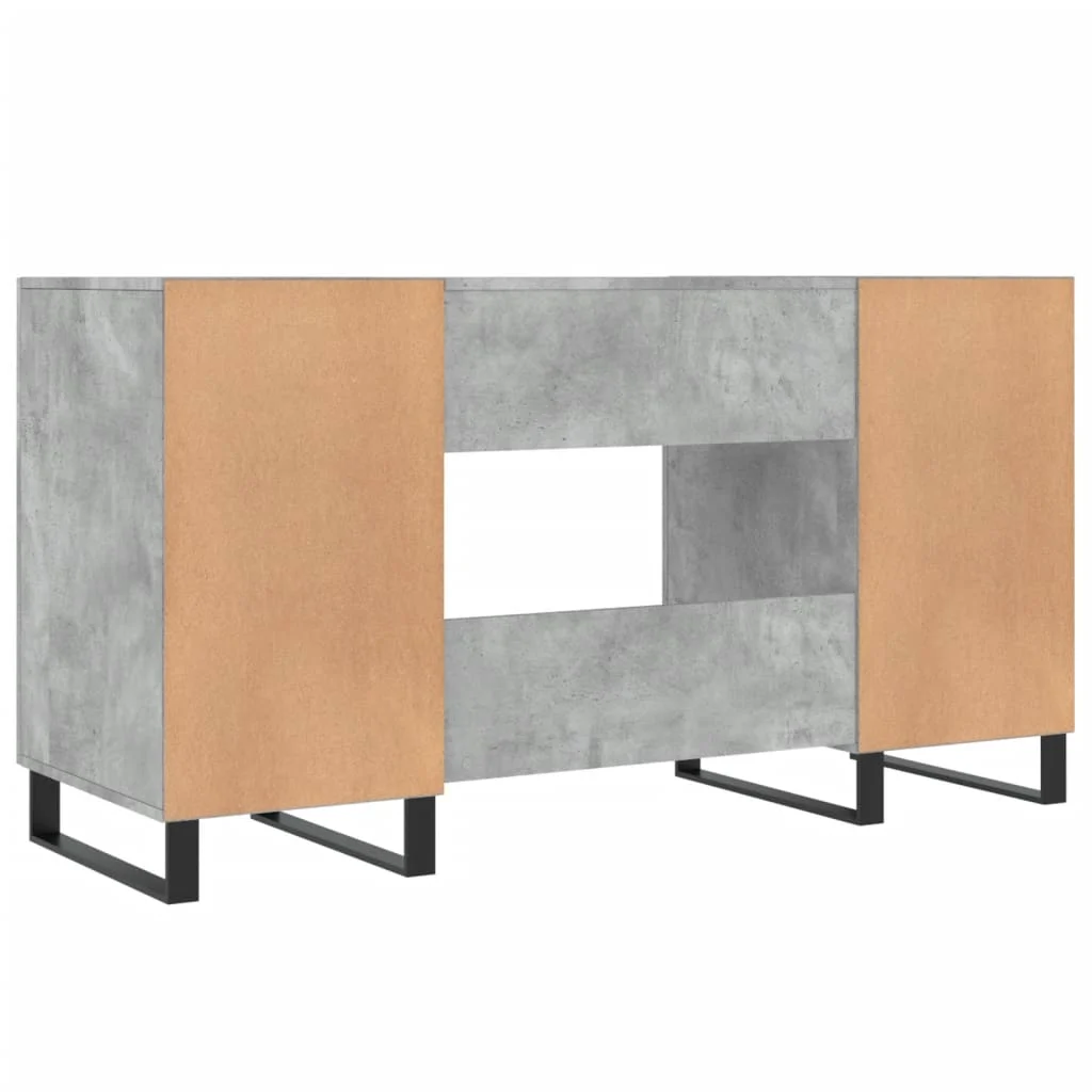 Bureau 140 x 50 x 75 cm gris béton bois d'ingénierie – modèle 9 – vue de dessus