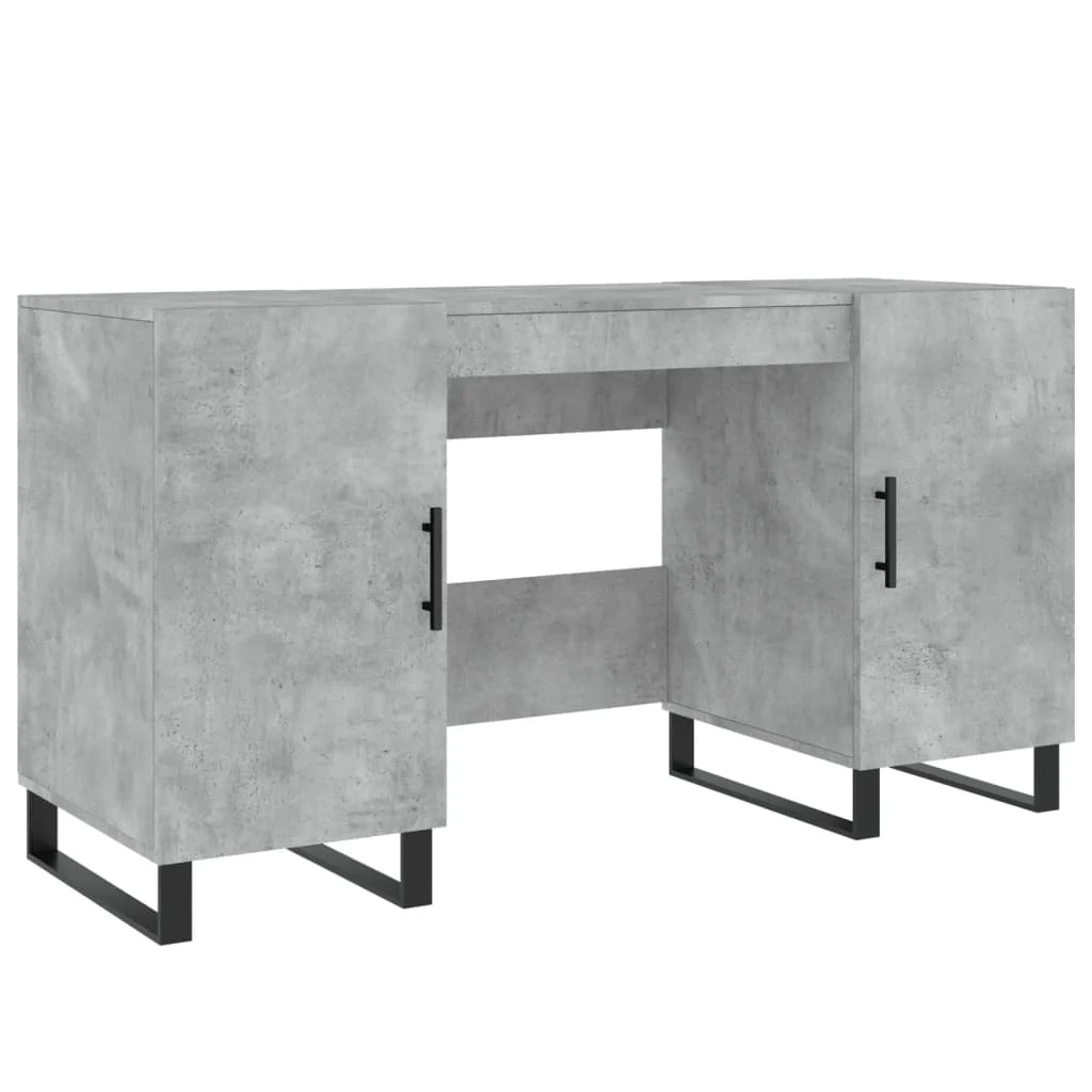 Bureau 140 x 50 x 75 cm gris béton bois d'ingénierie – modèle 9 – vue de côté