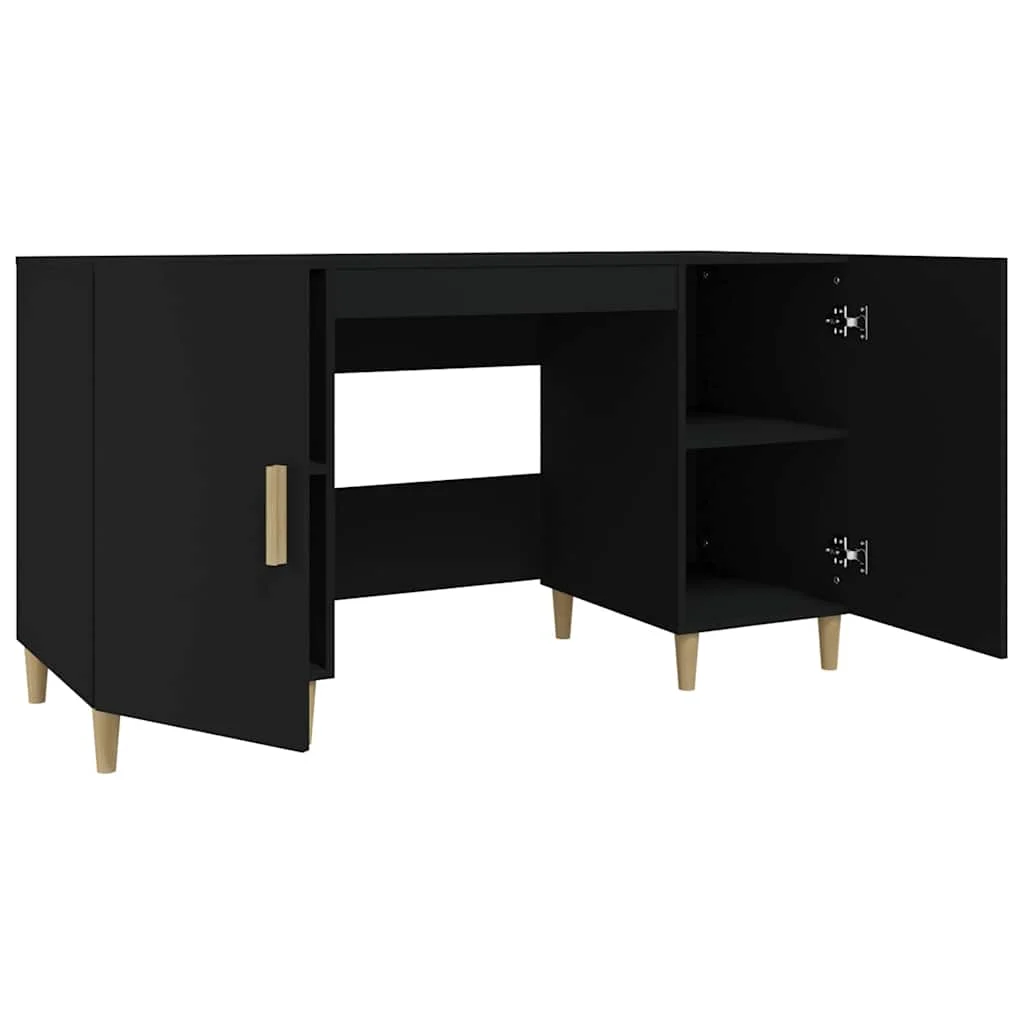 Bureau 140 x 50 x 75 cm noir bois d'ingénierie – vue de dessus