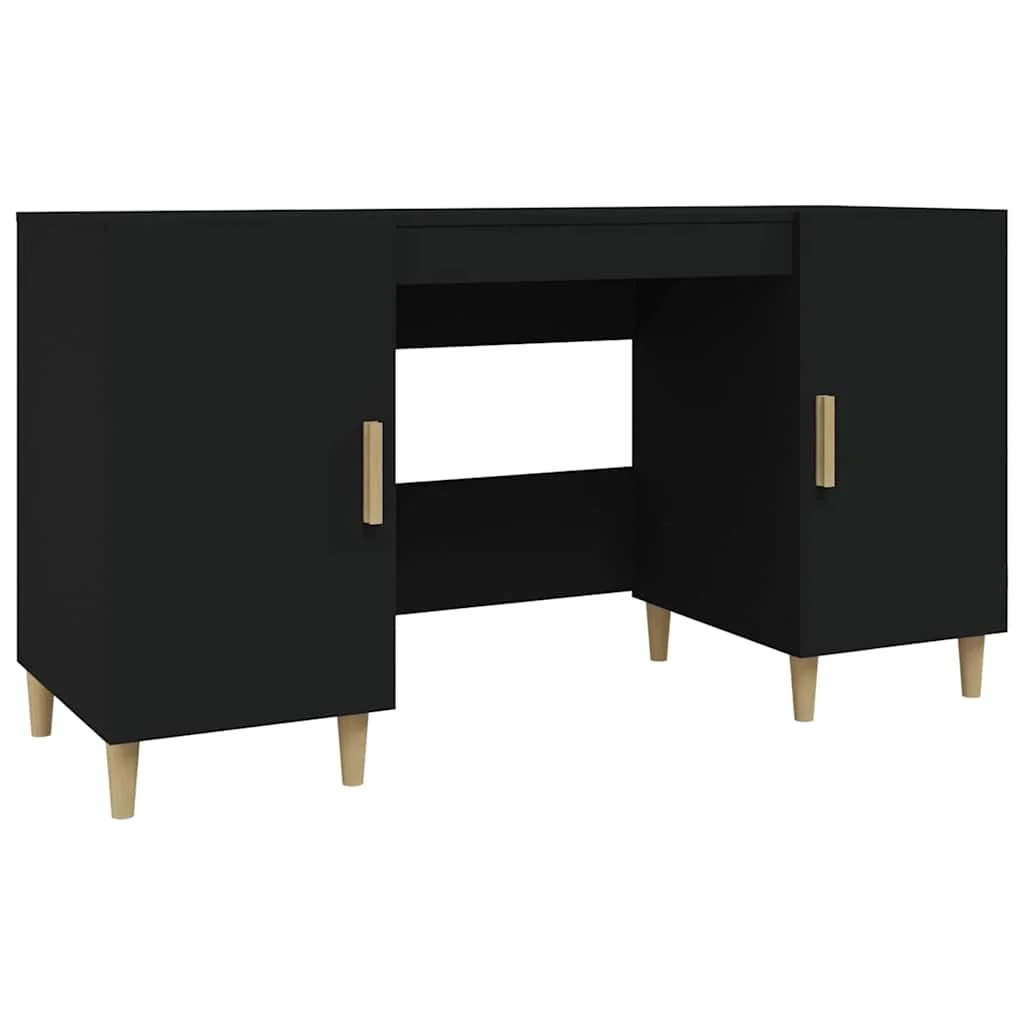 Bureau 140 x 50 x 75 cm noir bois d'ingénierie – vue de côté