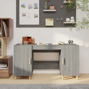 Bureau 140 x 50 x 75 cm sonoma gris bois d'ingénierie – vue d’ensemble