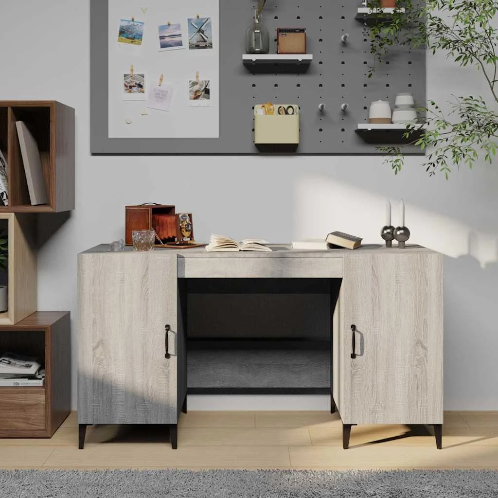 Bureau 140 x 50 x 75 cm sonoma gris bois d'ingénierie – modèle 2 – vue d’ensemble