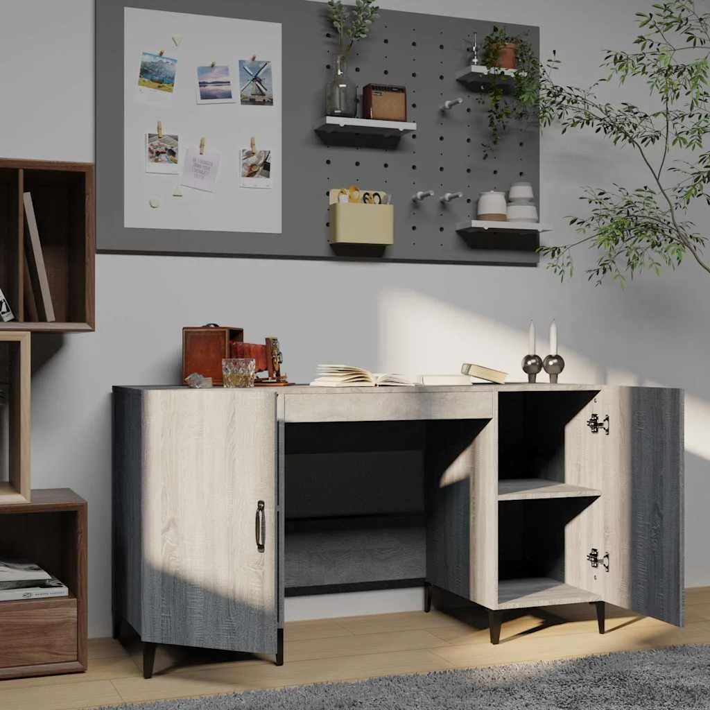 Bureau 140 x 50 x 75 cm sonoma gris bois d'ingénierie – modèle 2 – vue de détail