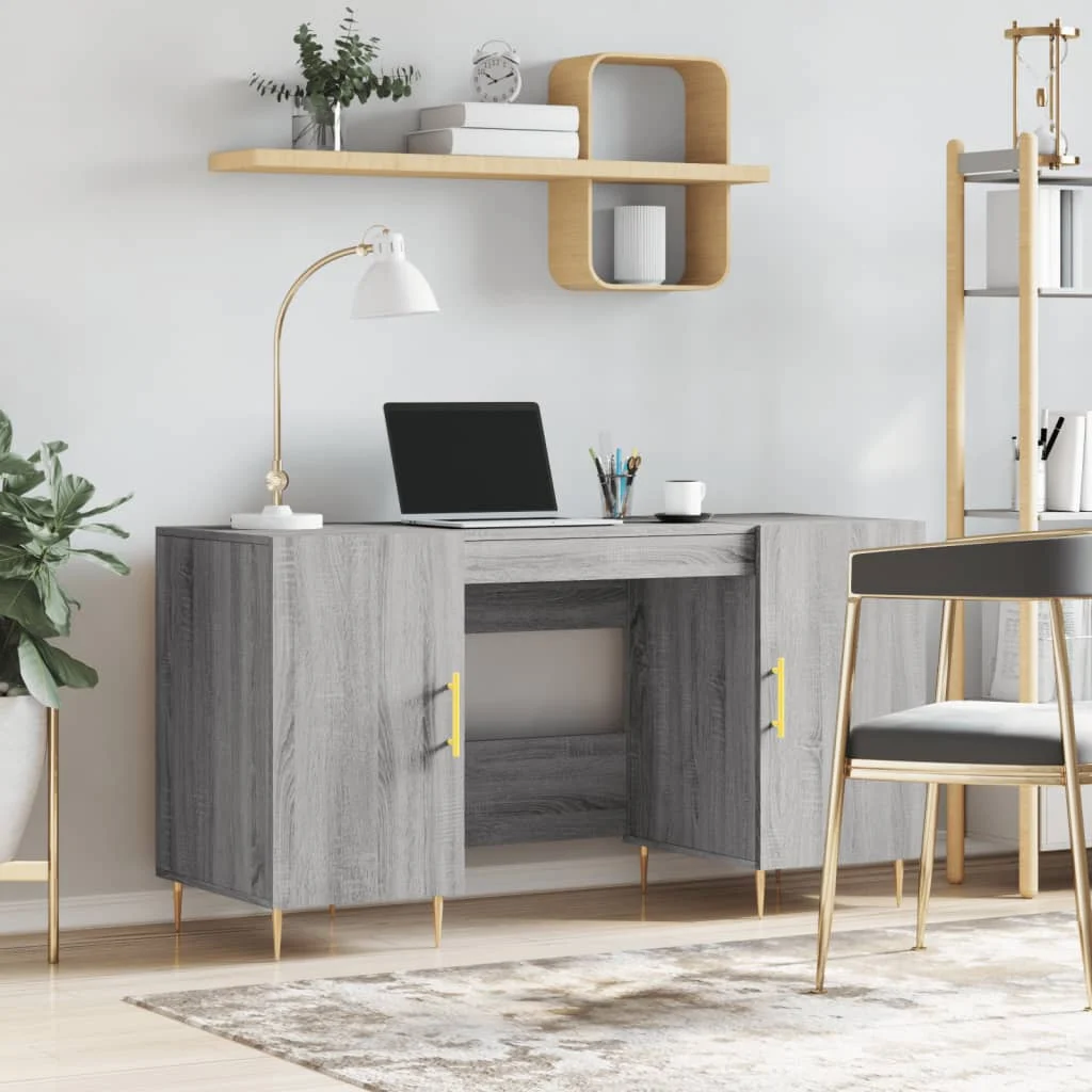 Bureau 140 x 50 x 75 cm sonoma gris bois d'ingénierie – modèle 5 – vue d’ensemble
