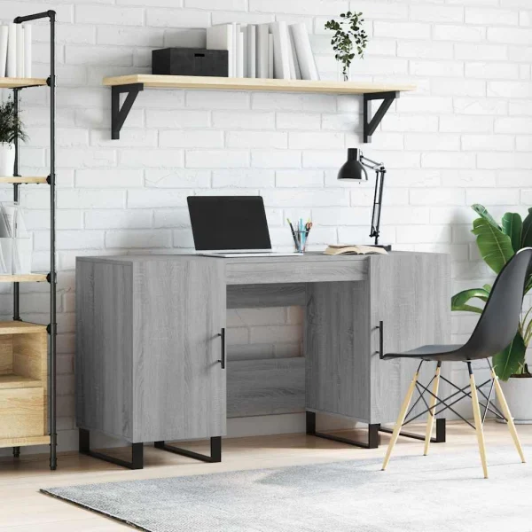 Bureau 140 x 50 x 75 cm sonoma gris bois d'ingénierie – modèle 8 – vue d’ensemble