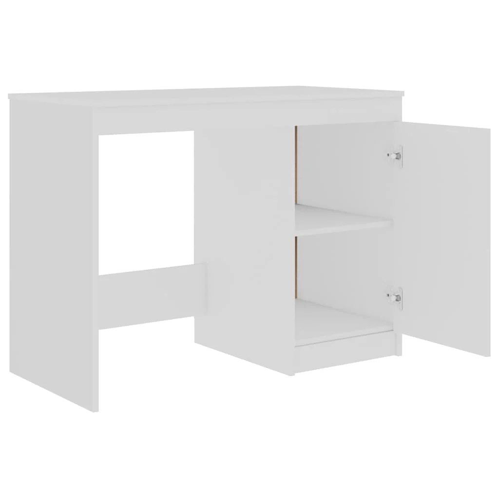 Bureau 140 x 50 x 76 cm blanc bois d'ingénierie – vue de dos