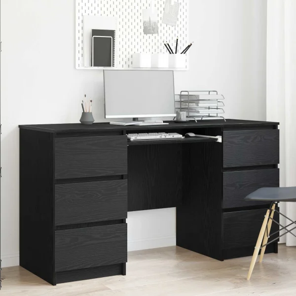 Bureau 140 x 50 x 76 cm chêne noir bois d'ingénierie – vue d’ensemble