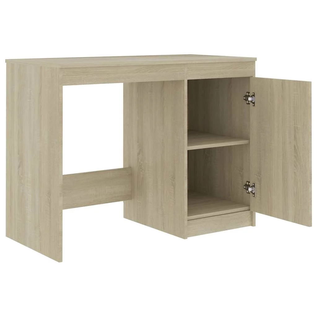 Bureau 140 x 50 x 76 cm chêne sonoma bois d'ingénierie – vue de dos