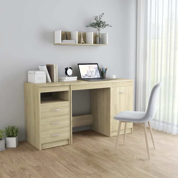 Bureau 140 x 50 x 76 cm chêne sonoma bois d'ingénierie – vue d’ensemble