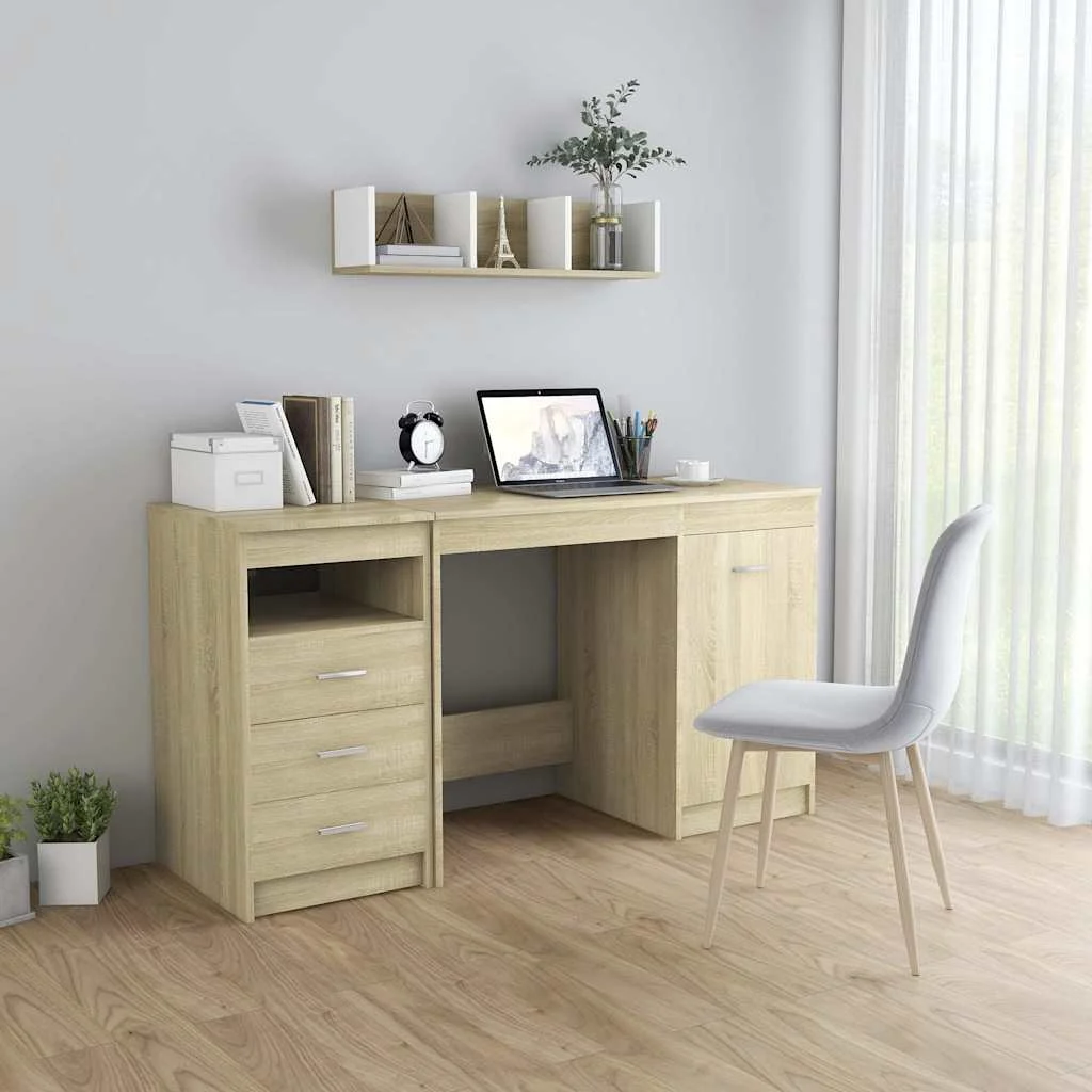 Bureau 140 x 50 x 76 cm chêne sonoma bois d'ingénierie – vue d’ensemble