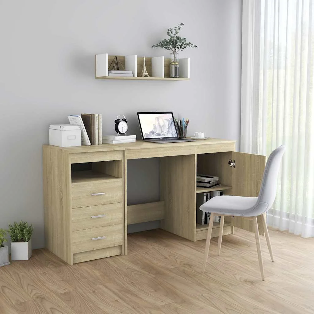 Bureau 140 x 50 x 76 cm chêne sonoma bois d'ingénierie – vue de détail