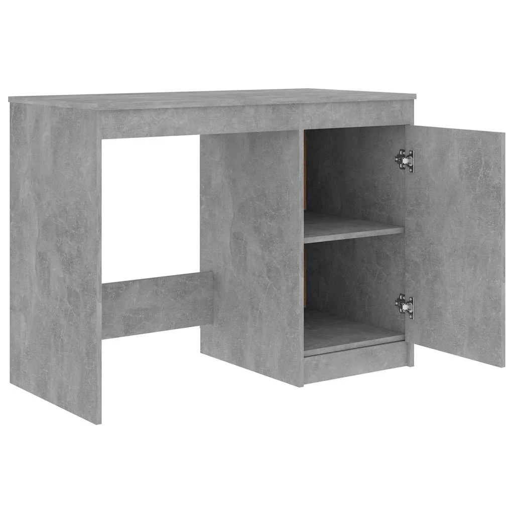 Bureau 140 x 50 x 76 cm gris béton bois d'ingénierie – vue de dos
