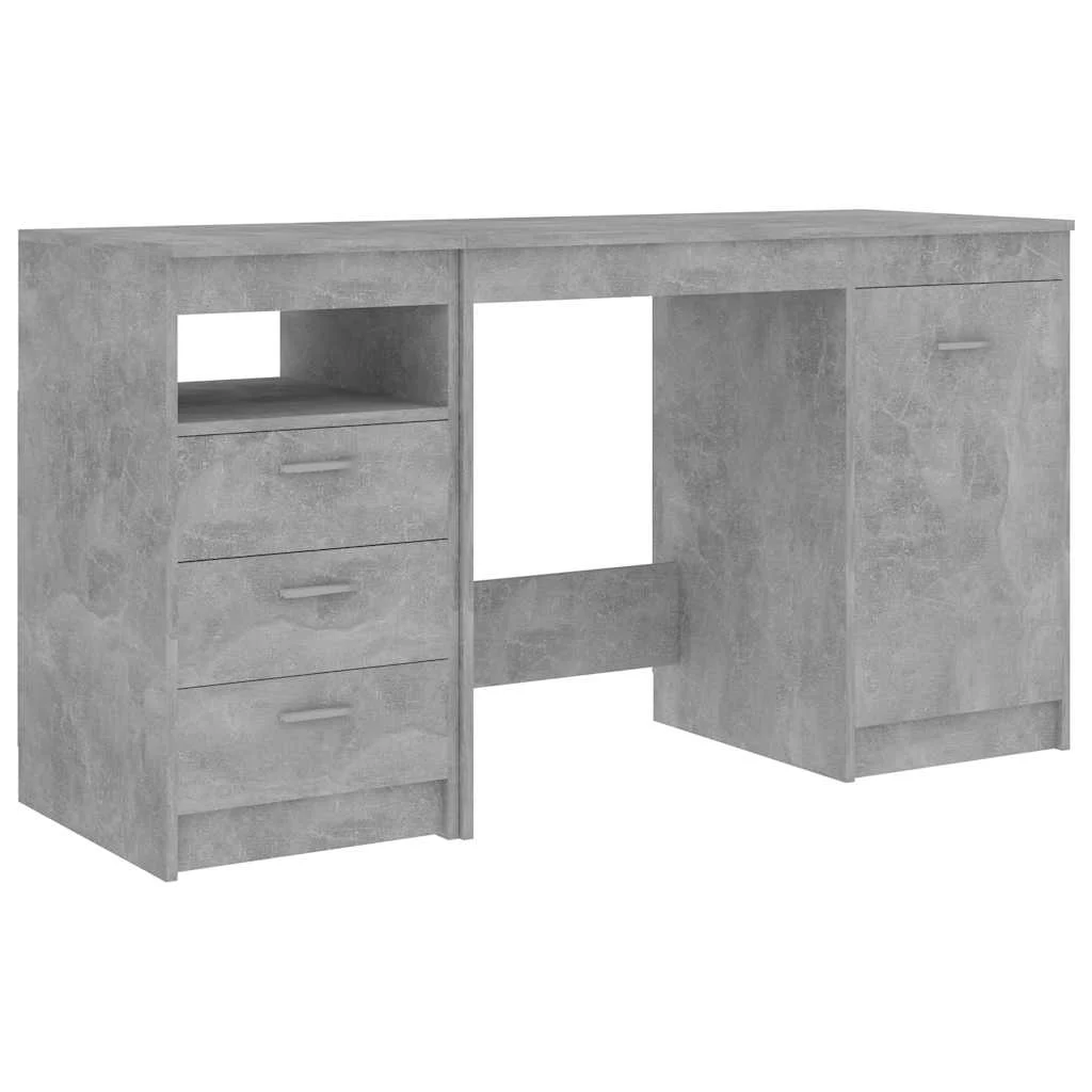 Bureau 140 x 50 x 76 cm gris béton bois d'ingénierie – vue de côté