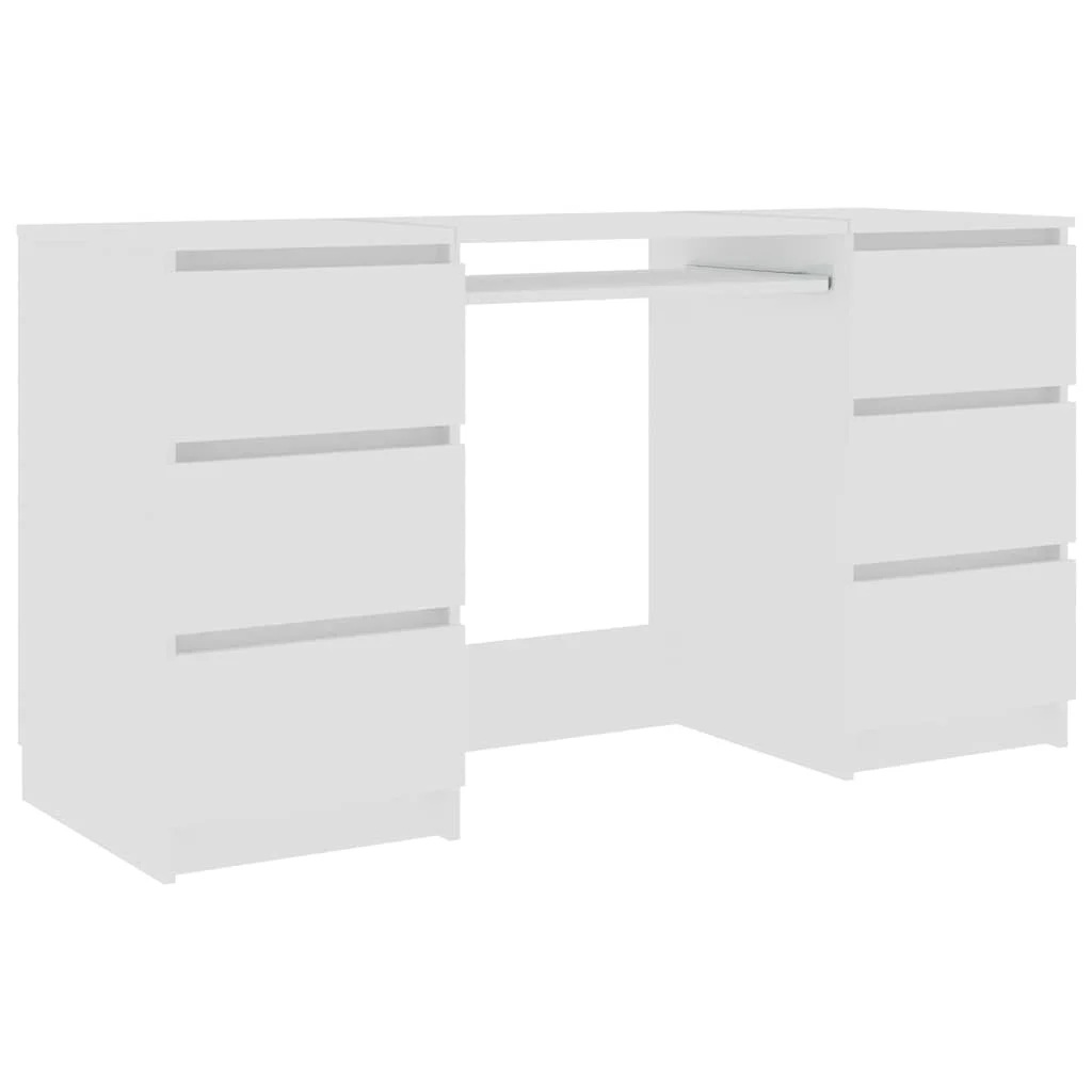 Bureau 140 x 50 x 77 cm blanc bois d'ingénierie – vue de côté