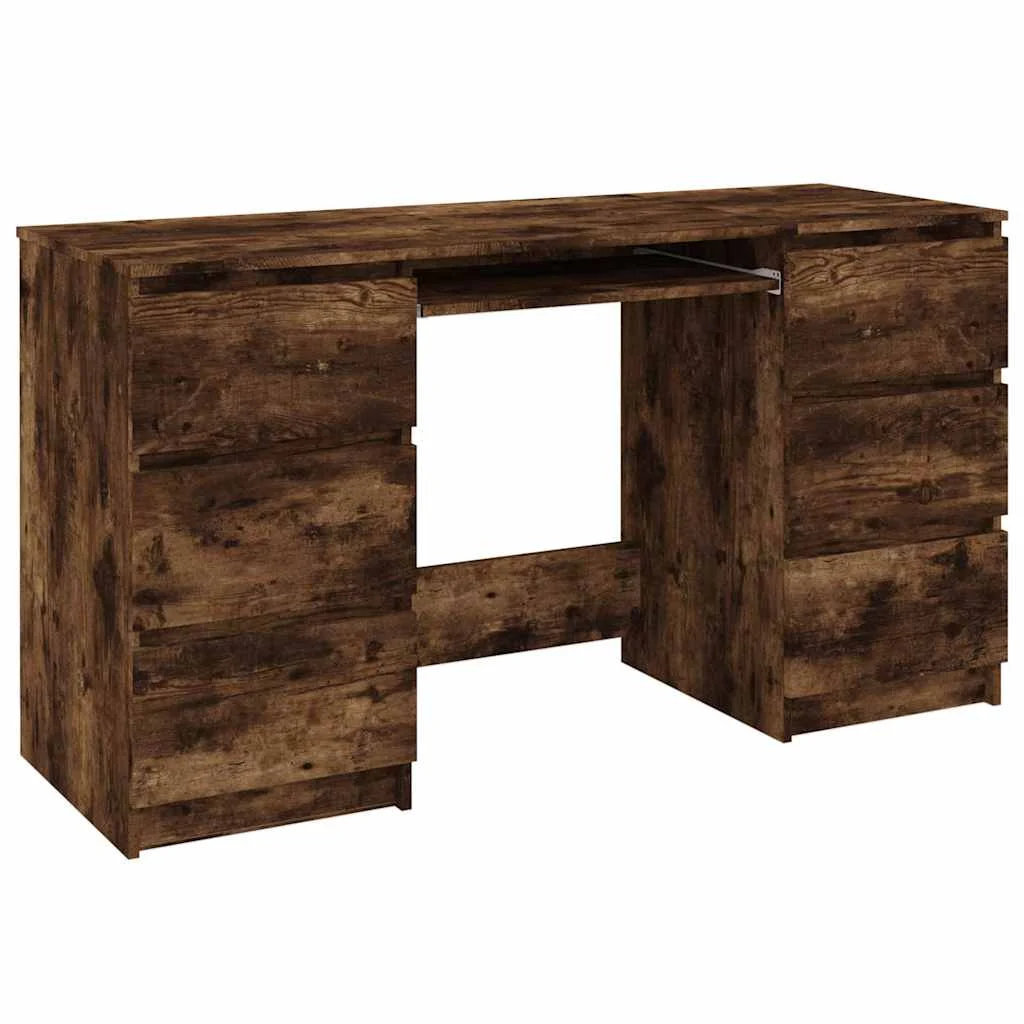 Bureau 140 x 50 x 77 cm chêne fumé bois d'ingénierie – vue de côté