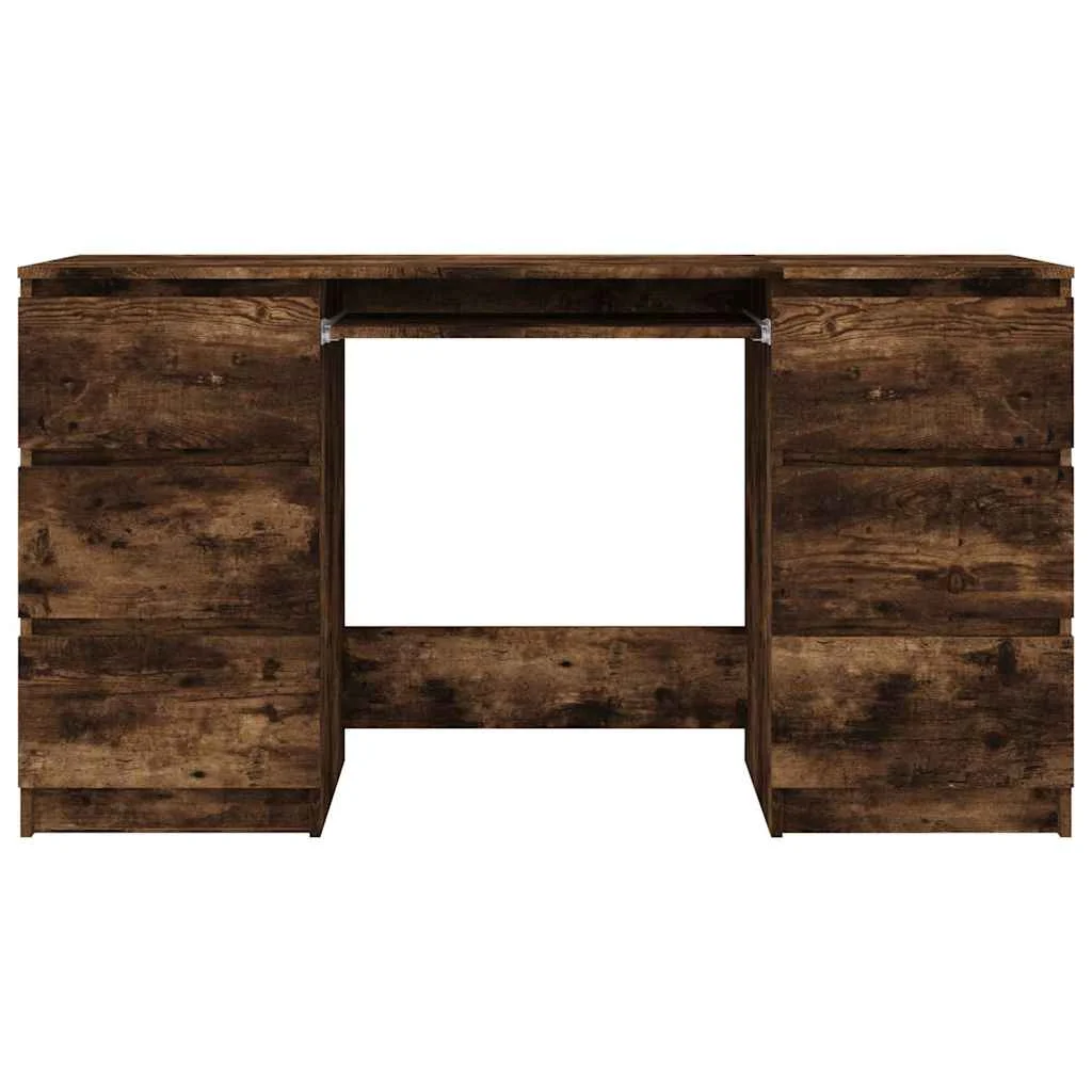 Bureau 140 x 50 x 77 cm chêne fumé bois d'ingénierie – vue de détail