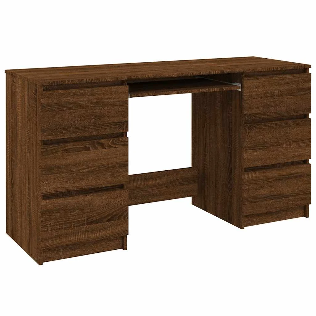 Bureau 140 x 50 x 77 cm chêne marron bois d'ingénierie – vue de côté