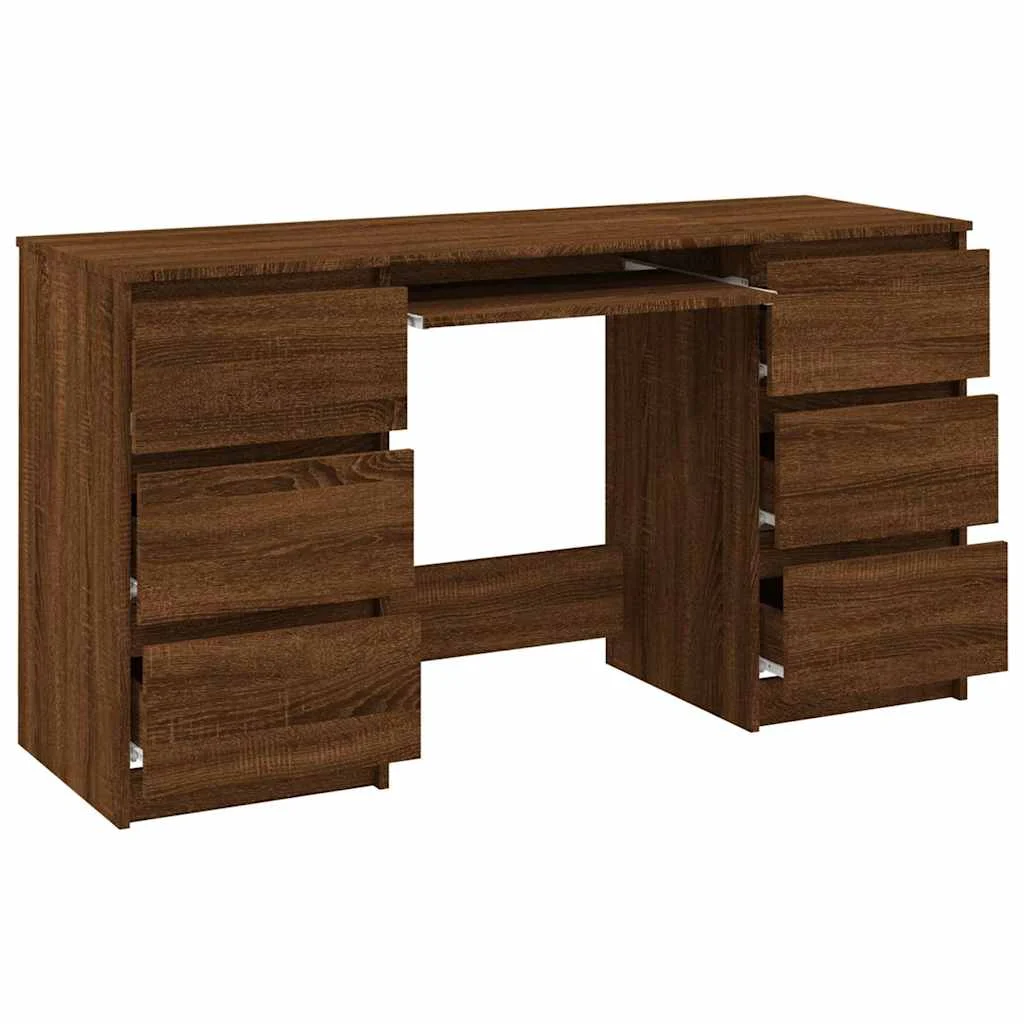 Bureau 140 x 50 x 77 cm chêne marron bois d'ingénierie – vue en situation