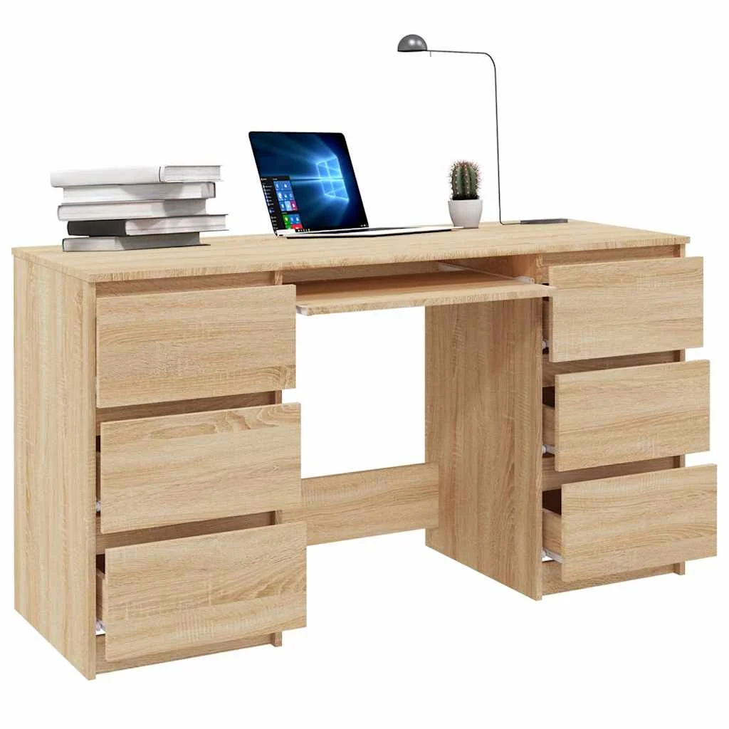 Bureau 140 x 50 x 77 cm chêne sonoma bois d'ingénierie – vue de dos