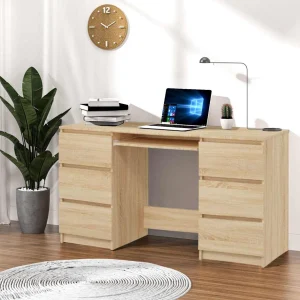 Bureau 140 x 50 x 77 cm chêne sonoma bois d'ingénierie – vue d’ensemble
