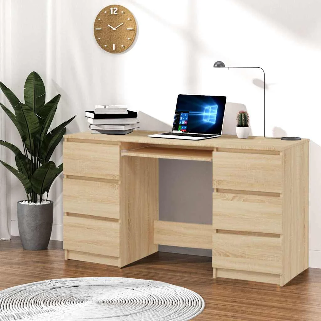 Bureau 140 x 50 x 77 cm chêne sonoma bois d'ingénierie – vue d’ensemble