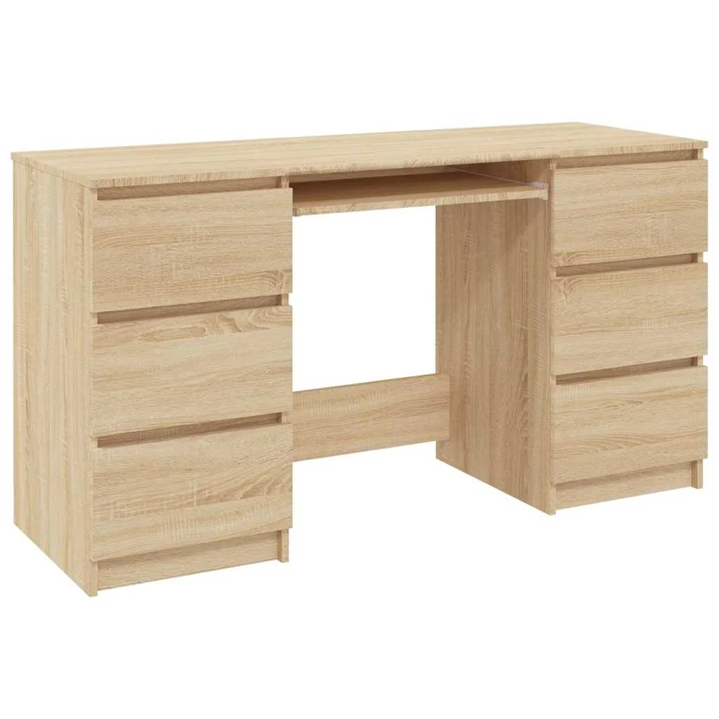 Bureau 140 x 50 x 77 cm chêne sonoma bois d'ingénierie – vue de côté