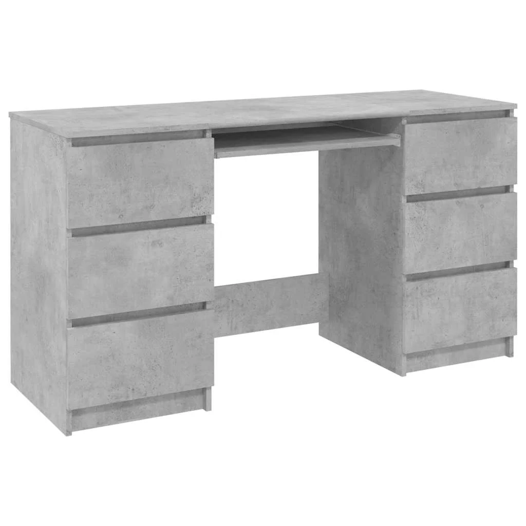Bureau 140 x 50 x 77 cm gris béton bois d'ingénierie – vue de côté