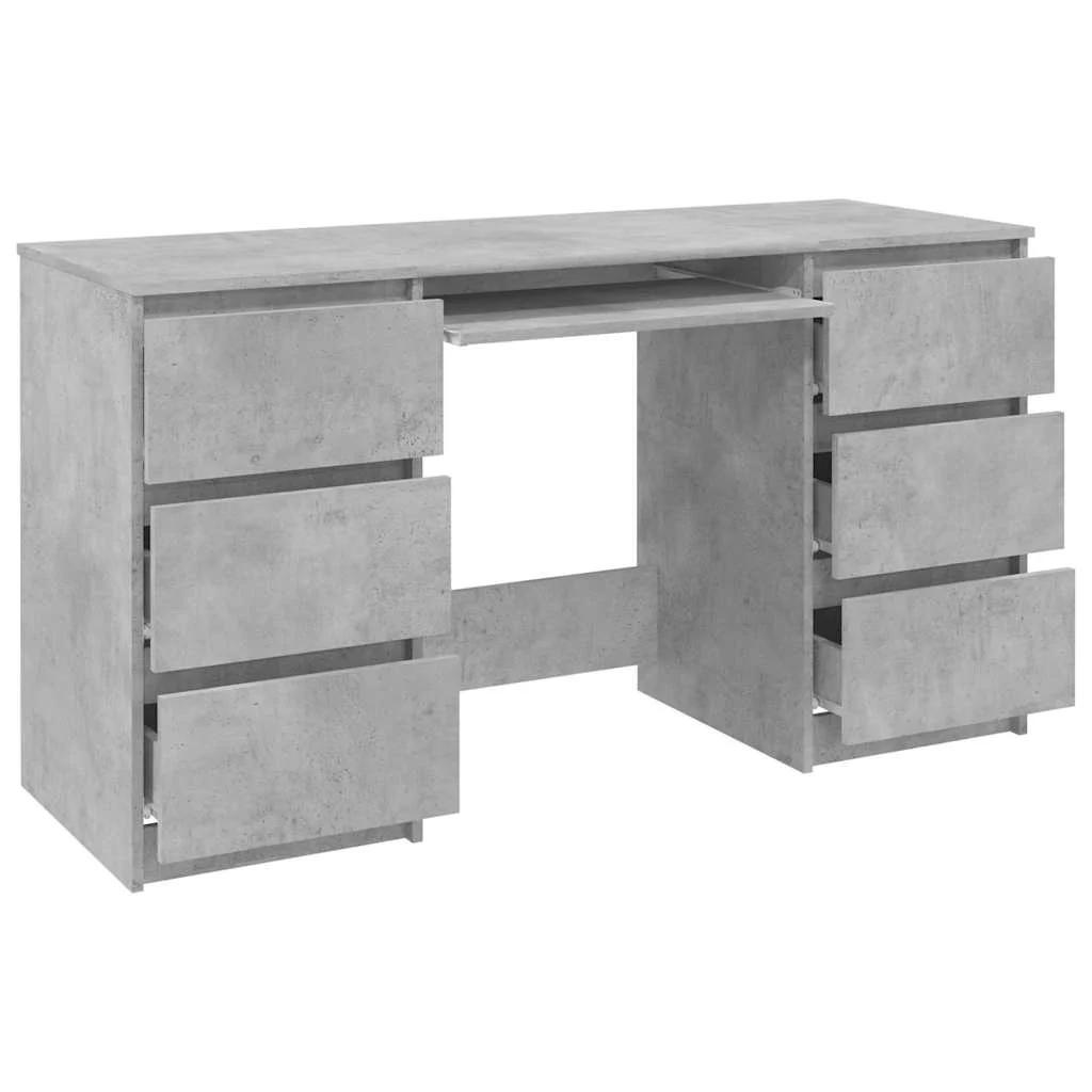 Bureau 140 x 50 x 77 cm gris béton bois d'ingénierie – vue en situation