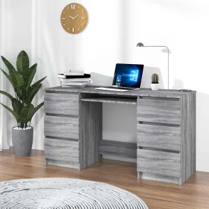 Bureau 140 x 50 x 77 cm sonoma gris bois d'ingénierie – vue d’ensemble