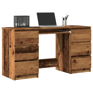 Bureau 140 x 50 x 77 cm vieux bois bois d'ingénierie – vue d’ensemble