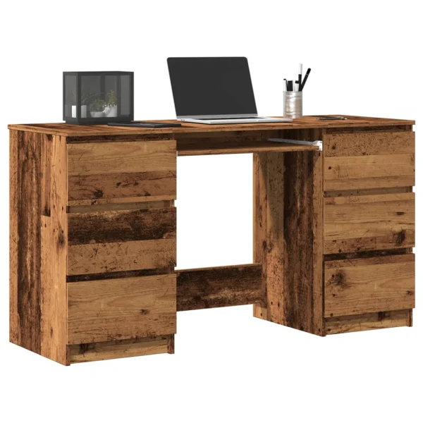Bureau 140 x 50 x 77 cm vieux bois bois d'ingénierie – vue d’ensemble