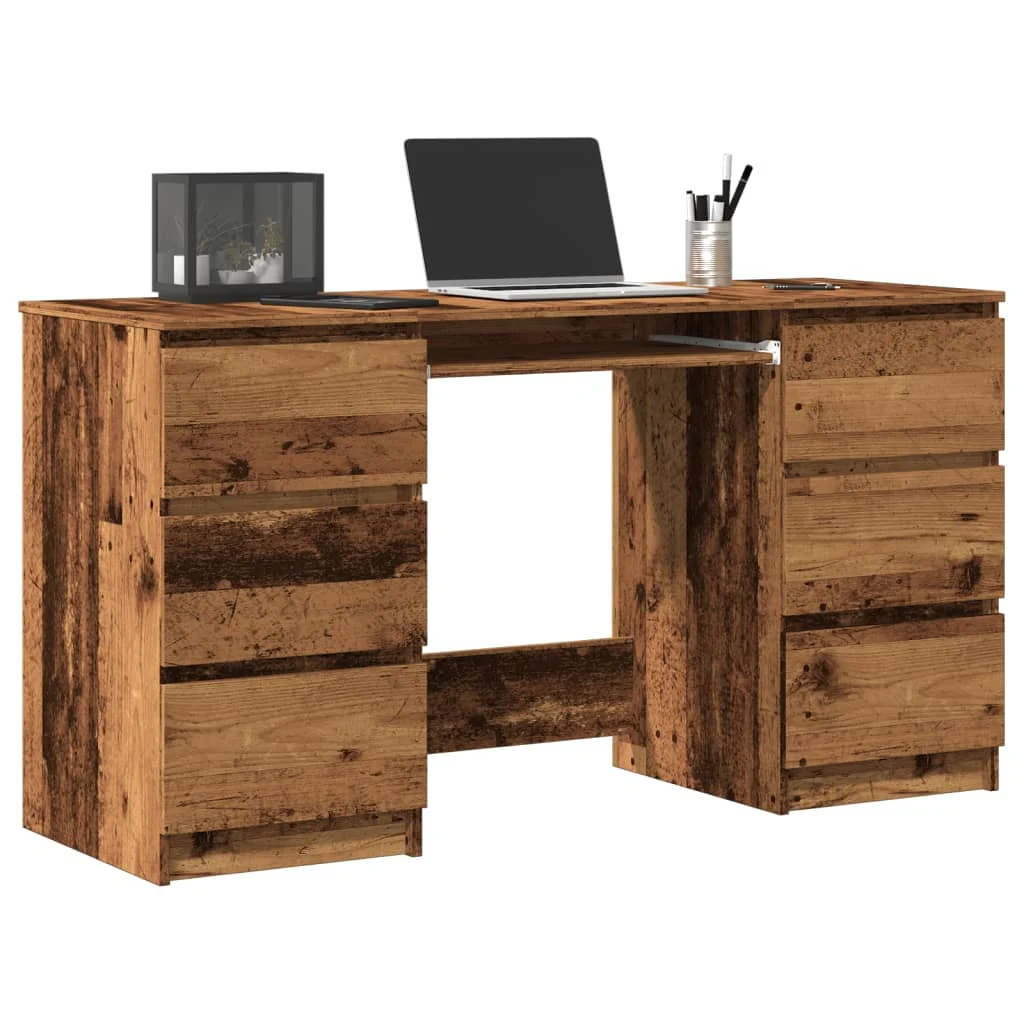 Bureau 140 x 50 x 77 cm vieux bois bois d'ingénierie – vue d’ensemble