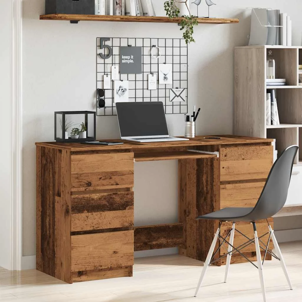 Bureau 140 x 50 x 77 cm vieux bois bois d'ingénierie – vue de détail