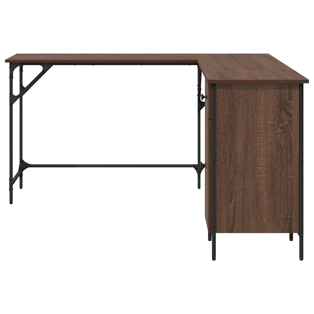 Bureau 141 x 141 x 75 cm chêne marron bois d'ingénierie – vue de dessus