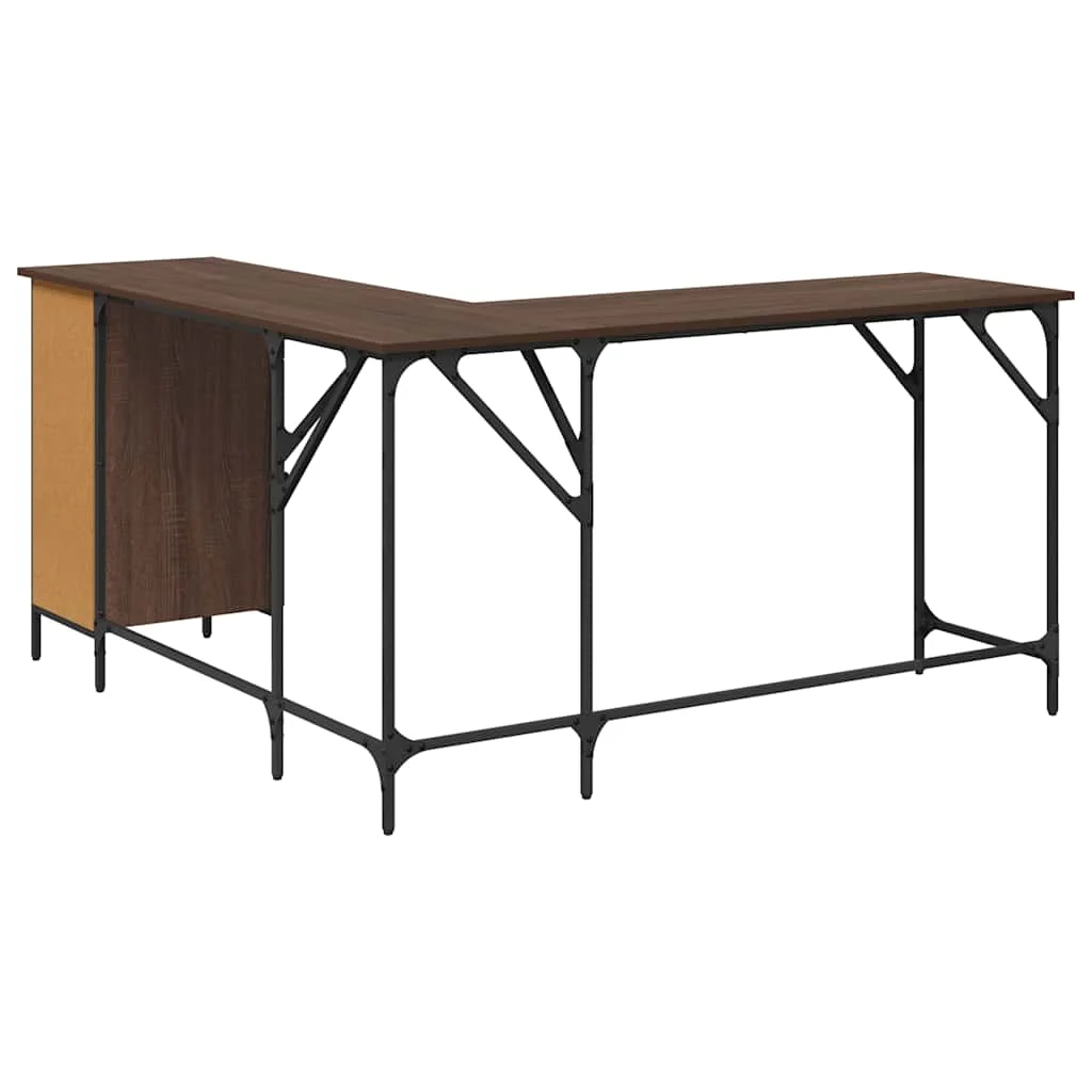 Bureau 141 x 141 x 75 cm chêne marron bois d'ingénierie – vue de dos