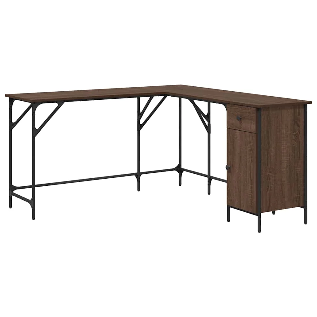 Bureau 141 x 141 x 75 cm chêne marron bois d'ingénierie – vue de côté