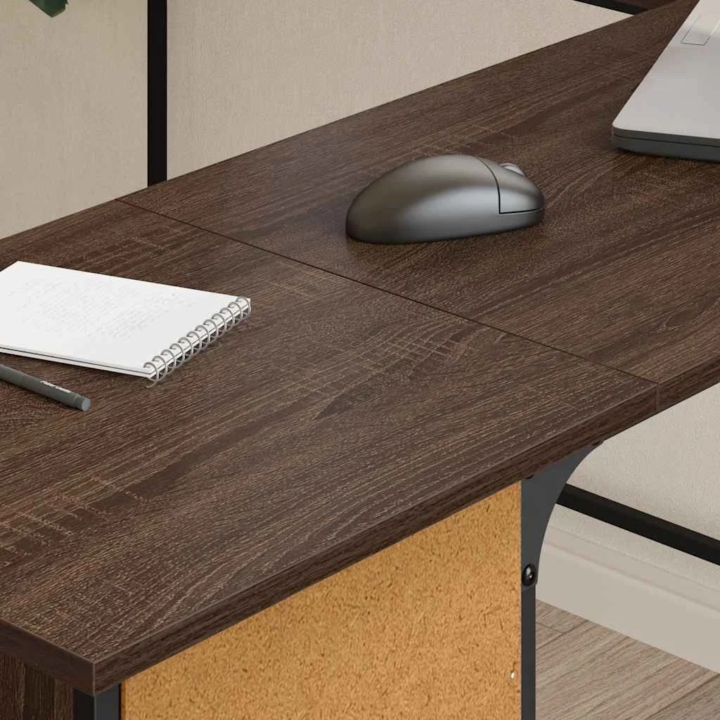Bureau 141 x 141 x 75 cm chêne marron bois d'ingénierie – vue de détail
