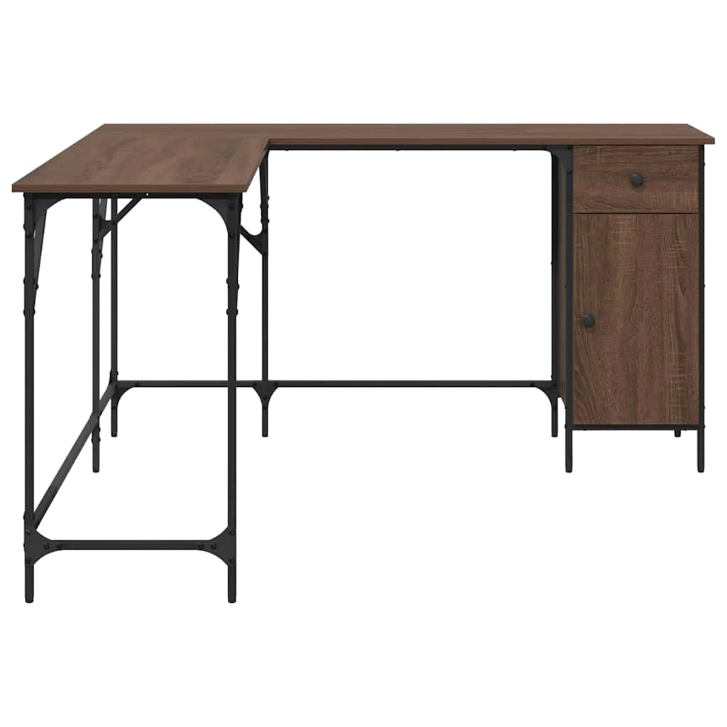 Bureau 141 x 141 x 75 cm chêne marron bois d'ingénierie – vue en situation